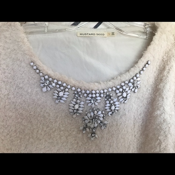 Mustard seed beautiful beaded cropped sweater - Picture 3 of 6